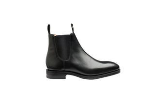 Loake, Chatsworth, Black leather ankle boot with slim squared toes and elastic sides, The Shoe Curator