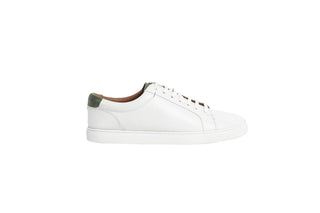 Ted Baker, Udamo, White leather sneaker with white laces and black on the heel, The Shoe Curator