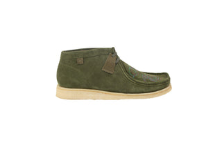 Ted Baker, Mihkey, Green suede loafers with laces and a cream textured sole, The Shoe Curator