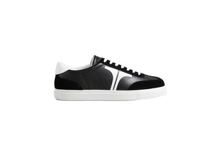Ted Baker, Robbert, Black leather sneakers with white detailing and white laces, The Shoe Curator