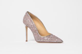 Gianna Melani, Ariel Rose Giltter, Rose Gold sparkly stiletto with closed back and pointed toes, The Shoe Curator