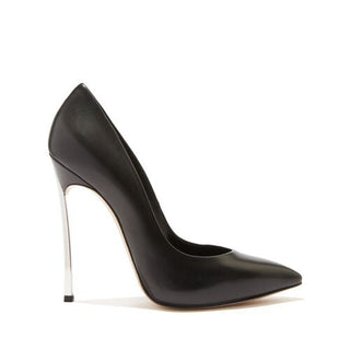 Casadei Scarpa blade black pointed pump with stainless steel stiletto heel