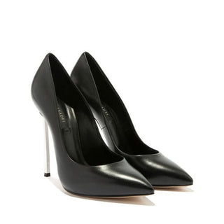 Casadei Scarpa blade black pointed pump with stainless steel stiletto heel