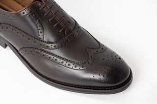 Ted Baker, Amaiss, Brown leather shoes with stitching detailing and dot designs with pointed toes, The Shoe Curator