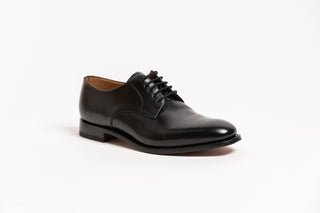 Loake, Bloode, Black patent slim squared toe shoe with classic stitching and laces, The Shoe Curator