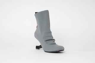 United Nude, Eamz Fab Bootie, Copenhagen stretchy fabric with a floating heel, round toes and hook on the back, The Shoe Curator
