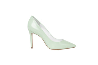 Capelli Rossi pastel green leather pump with pointed toes and stiletto heel, Rachel, The Shoe Curator