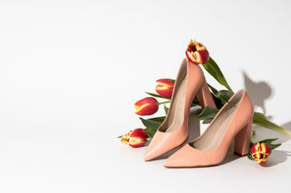 Capelli Rossi pastel coral leather pump with pointed toes and block heel, Lisa, The Shoe Curator