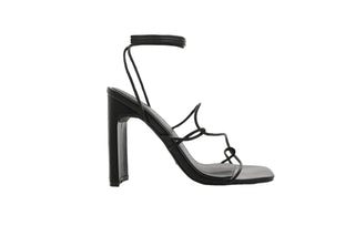 Billini, Hades, Black pump with thin straps around ankle with squared toes and slim-wide heel, The Shoe Curator