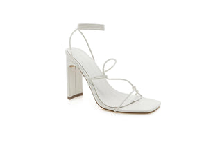 Billini, Hades, White pump with thin straps around ankle with squared toes and slim-wide heel, The Shoe Curator