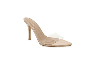 Billini, Layara, White pump with stiletto heel and silicone toe cover with pointed toes, The Shoe Curator