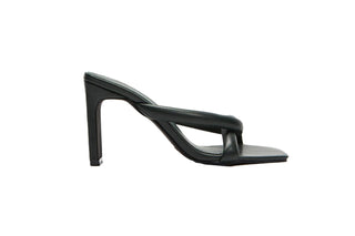 Billini, Rush, Dark green leather pump with twist strap with peeped squared toes and slim-wide heel, The Shoe Curator