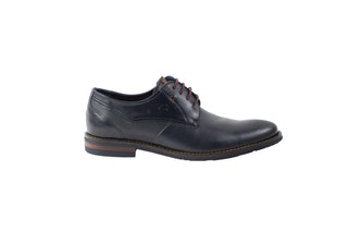 Fluchos, Adrian, Dark blue leather shoe with textured sides and 4 lace holes, The Shoe Curator