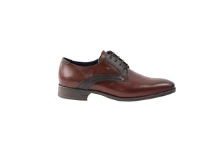 Fluchos, Chris, Brown leather shoes with pointed toe and stiching patterns on the front with brown laces, The Shoe Curator