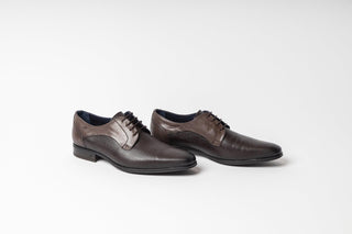Fluchos, Phil, Brown leather slim squared toes with croc textured front toe and sides, The Shoe Curator