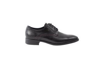 Fluchos, Wright, Black leather slim squared shoe with stiching side and back detailed and dark laces, The Shoe Curator