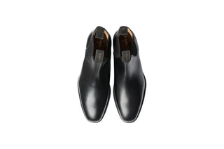 Loake, Chatsworth, Black leather ankle boot with slim squared toes and elastic sides, The Shoe Curator