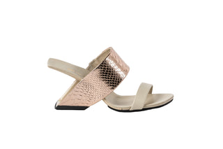 United Nude, Loop Hi, White and light pink croc leather sandal heel with thick strap as the heel, 2 in 1, The Shoe Curator