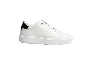 Ted Baker, Lornea, White leather sneakers with white laces and black heel, The Shoe Curator