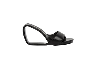 United Nude, Mobius Hi, Single strand black leather heel with one single band as the heel, toe, sole and strap, The Shoe Curator