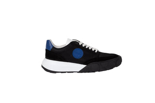Ted Bake, Areli, Black and white sneaker with white laced and white sole with blue detailing at the front and back, The Shoe Curator 