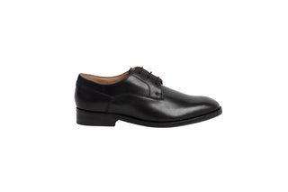 Ted Baker, Kampten, Black leather dinner shoes with pointed toes and black laces, The Shoe Curator