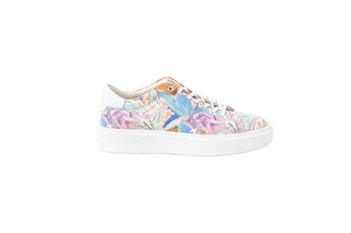 Ted Baker, Lorma, White sneakers with light floral designs with white laces, The Shoe Curator
