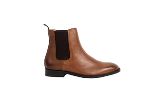 Ted Baker, Maisonn, Brown ankle boots with pointed toes and dark brown elastic on the sides, The Shoe Curator