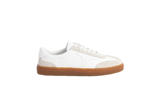 Ted Baker, Robbert, White leather sneakers with tan soles and cream suede details, The Shoe Curator