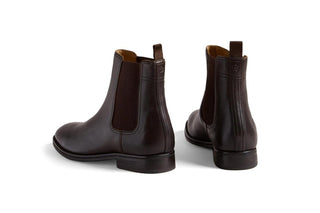 Ted Baker, Maisonn, Brown ankle high boot with pointed toes and elastic on the sides, The Shoe Curator